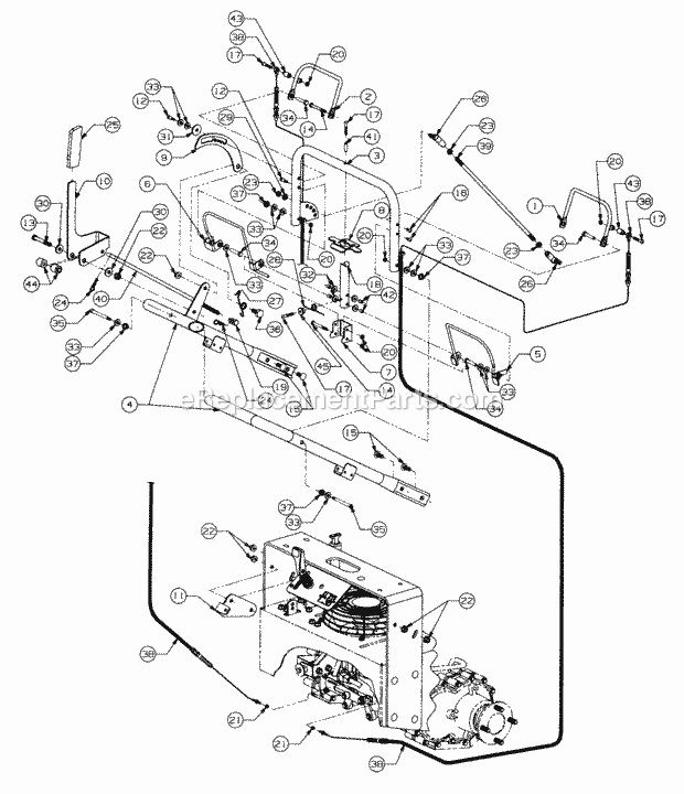 Upper Handle Assembly Diagram and Parts List for 5416R 457900-460859, 553C562K100, 554C562K100 Cub Cadet Lawn Mower